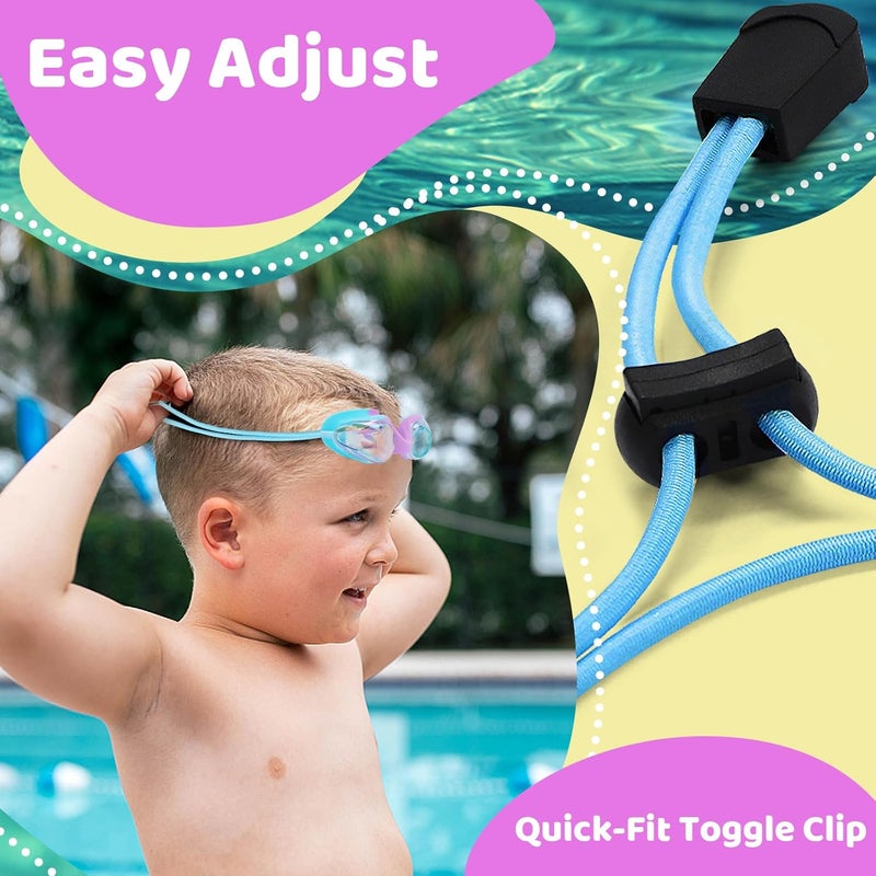 Vvinca Kids Swim Goggles with Bungee Strap No Leaking Anti Fog Toddler Goggles with Quick Adjust Ages 3-14 - Image 4